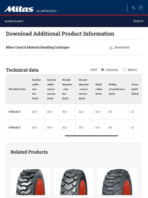 screenshot from mitas-tyres.com